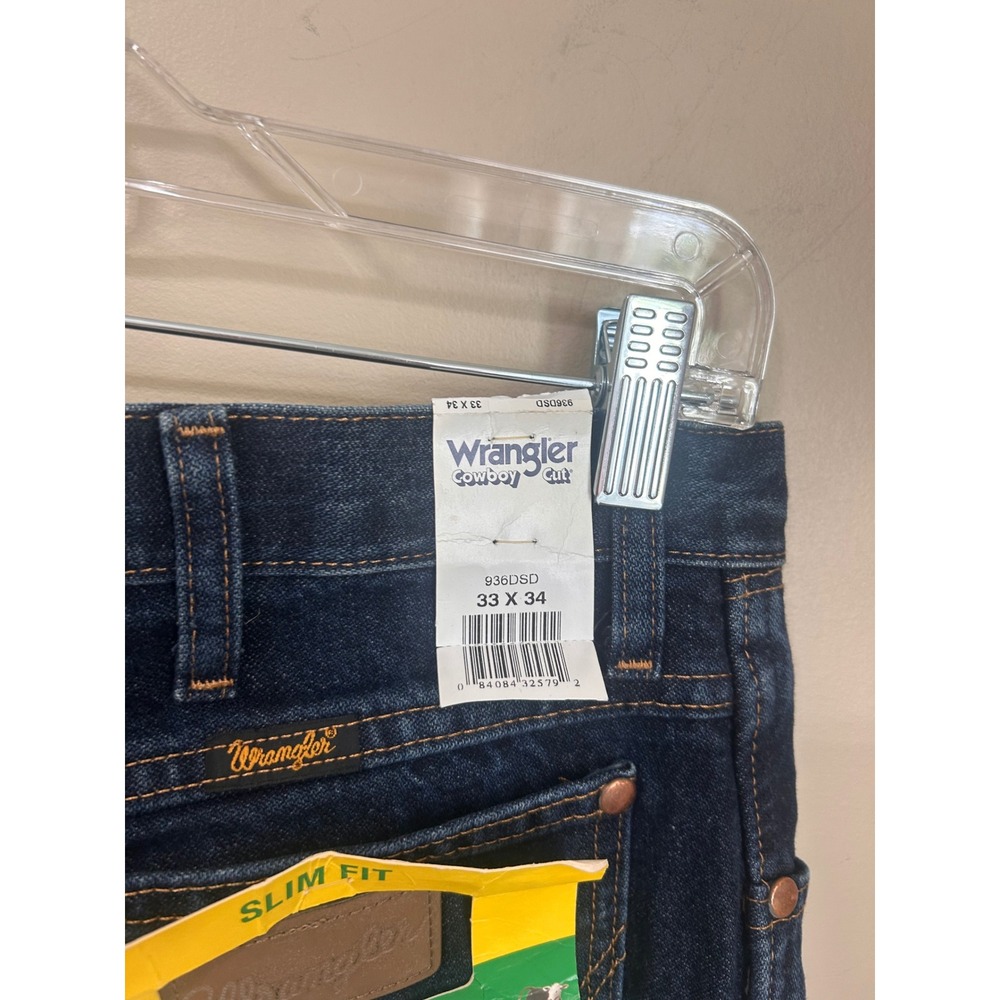 Wrangler Cowboy Cut Slim Fit Jeans 936DSD Dark Wash Indigo Denim 33x34 NEW - Picture 6 of 9